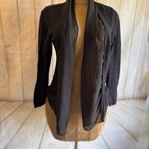 Chico's Easywear Black Cardigan, sheer lapel, lightweight sz 0 or S/4